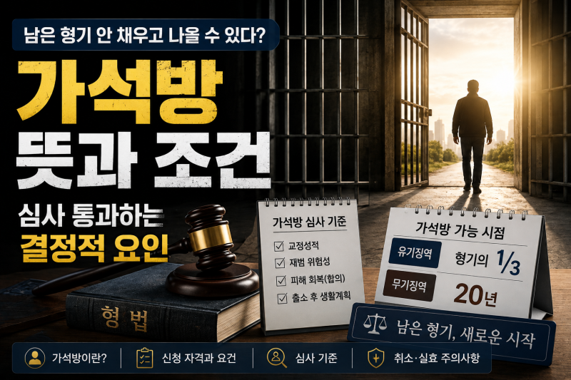 남은 형기 안 채우고 나올 수 있다? 가석방 뜻과 조건, 심사 통과하는 결정적 요인