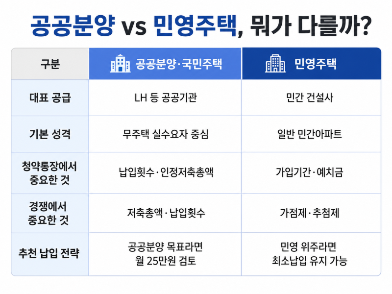주택청약통장, 얼마 납입해야할까? 공공분양·민영주택·가점제로 보는 현실적인 청약 전략