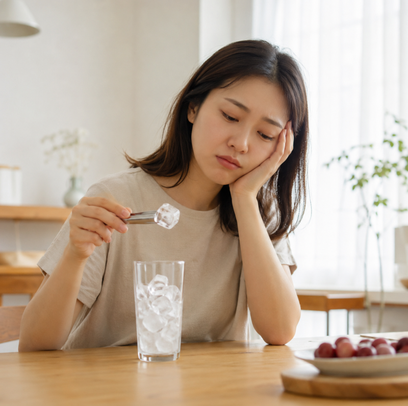 얼음 씹는 습관 계속된다면? 단순 취향 아닌 철분 부족 신호인 이유