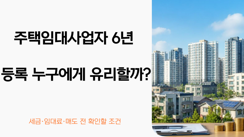 주택임대사업자 6년 등록 누구에게 유리할까?｜세금·임대료·매도 전 확인할 조건