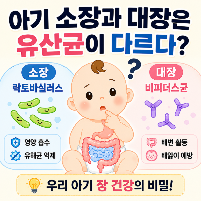 아기 소장과 대장은 유산균이 다르다? (락토바실러스 vs 비피더스 역할 분담)
