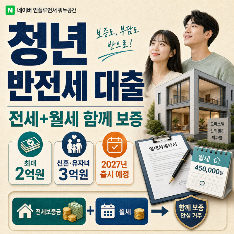 청년 반전세 대출 2027년 출시, 전세·월세 결합보증 조건과 한도