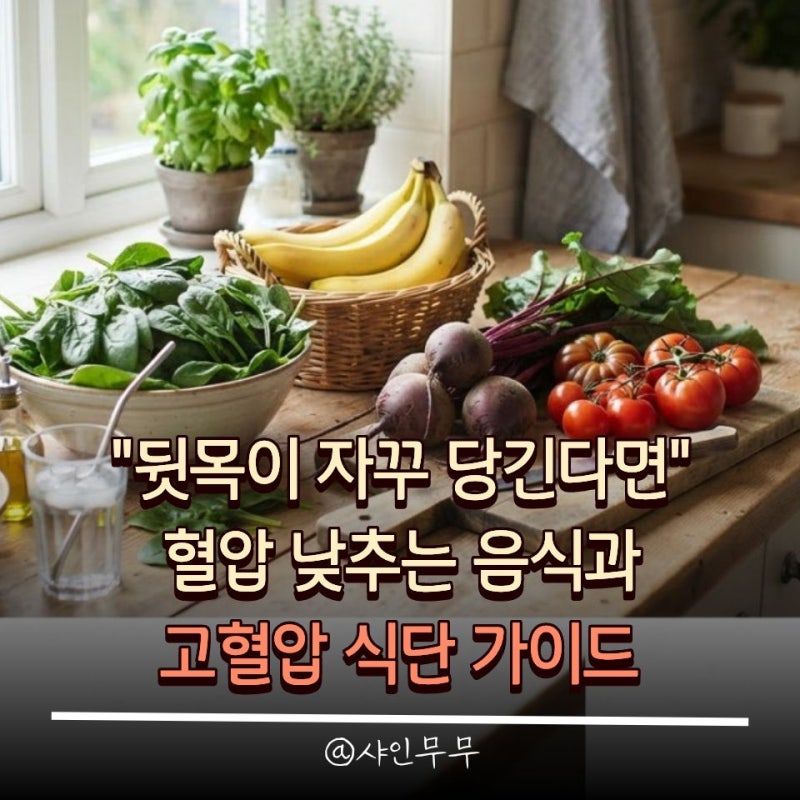 "뒷목이 자꾸 당긴다면" 혈압 낮추는 음식 7가지와 고혈압 식단 가이드