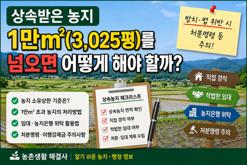 상속받은 농지가 1만㎡를 넘으면 어떻게 해야 할까?