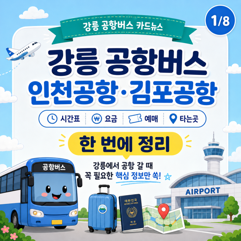 강릉 공항버스, 인천공항·김포공항 리무진 시간표 요금 예매 타는곳 한 번에 정리