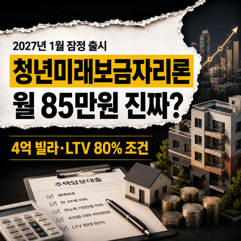 청년미래보금자리론 조건 | 4억 빌라 LTV 80%, 정말 월 85만원이면 될까?
