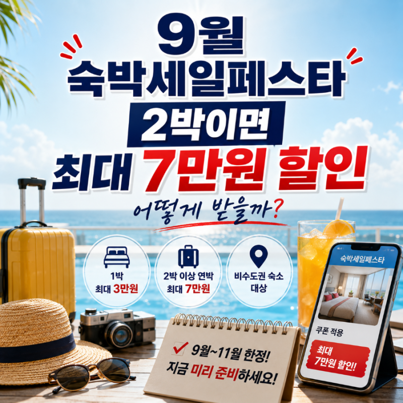 9월 숙박세일페스타, 2박이면 최대 7만원 할인 어떻게 받을까?