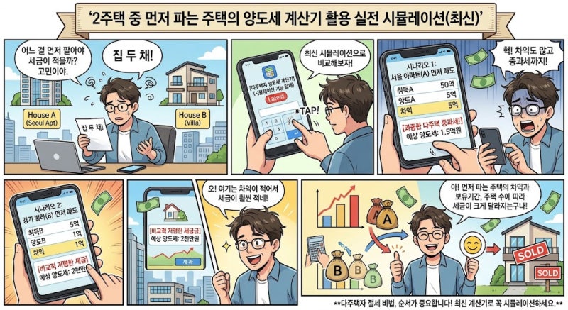 2주택 중 먼저 파는 주택의 양도세 계산기 활용 실전 시뮬레이션 (2026년 최신)