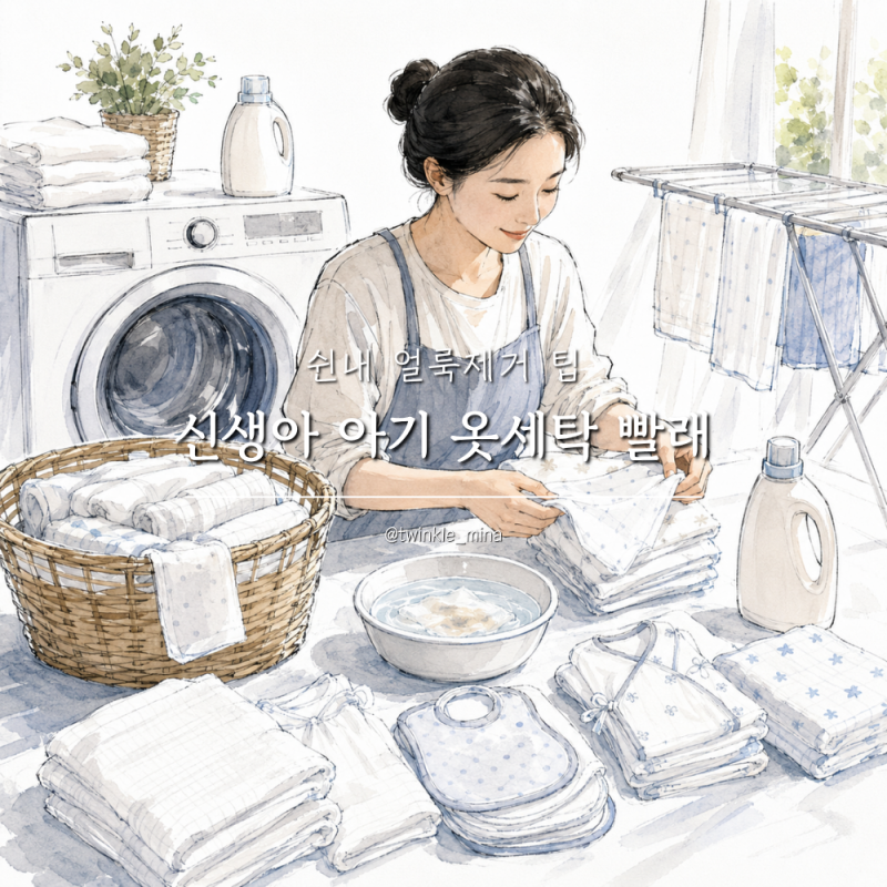 신생아 손수건 아기 옷세탁 빨래 쉰내 얼룩제거 팁 핵심정리