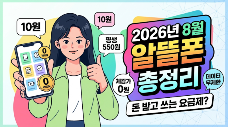 [2026년 8월] 돈 받고 쓰는 알뜰폰 요금제 총정리! (초저가부터 무제한까지 완벽 비교)