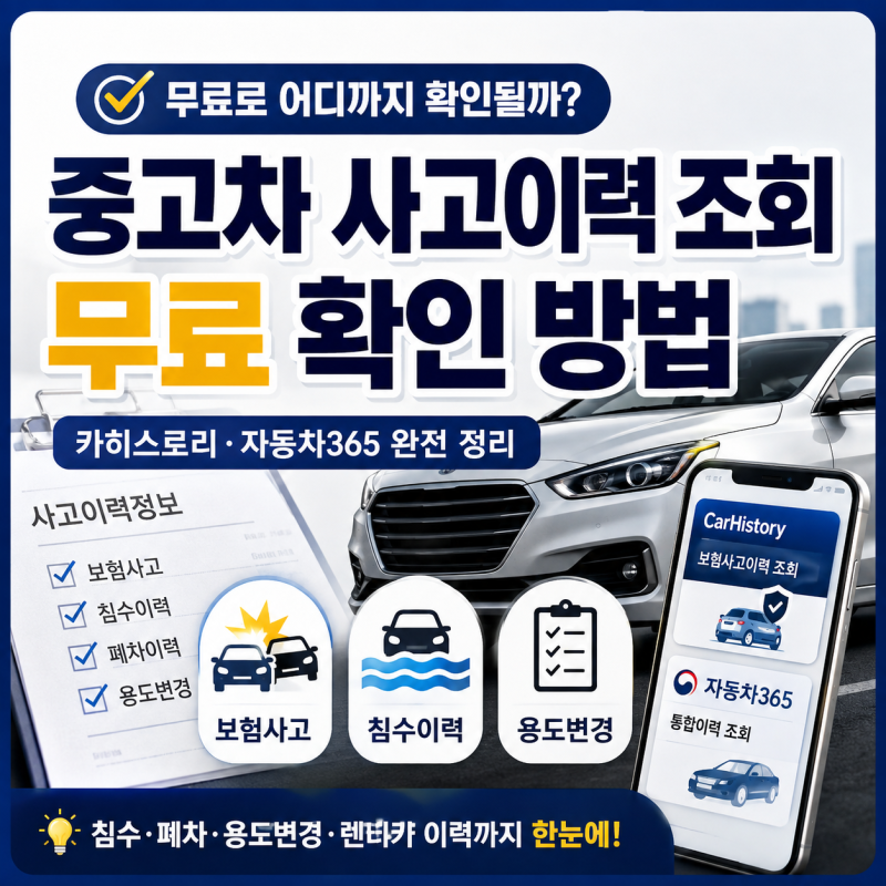 중고차 사고이력 조회 어떻게 할까? 중고차·사고이력·침수·용도변경 확인법