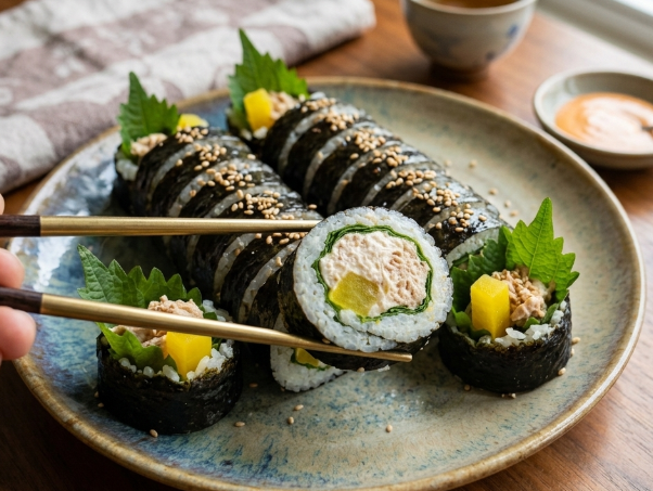 불 없이 만드는 초간단 1인분 참치마요김밥 황금레시피. 이렇게 쉬우니 김밥천국 가겠냐그~ ....