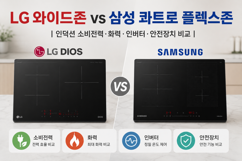 LG vs 삼성 인덕션 비교 실구매 후기를 모아봤어요 (와이드존 vs 콰트로 플렉스존)