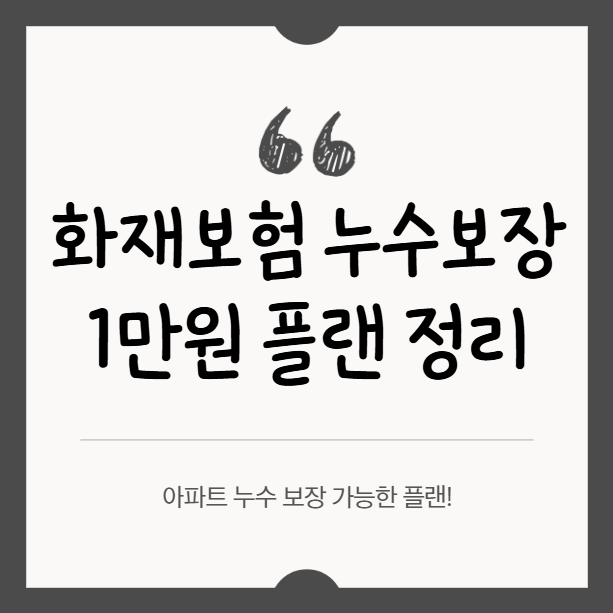 라이나 화재보험 아파트 누수까지 보장될까? 주택화재보험 1만원플랜 정리