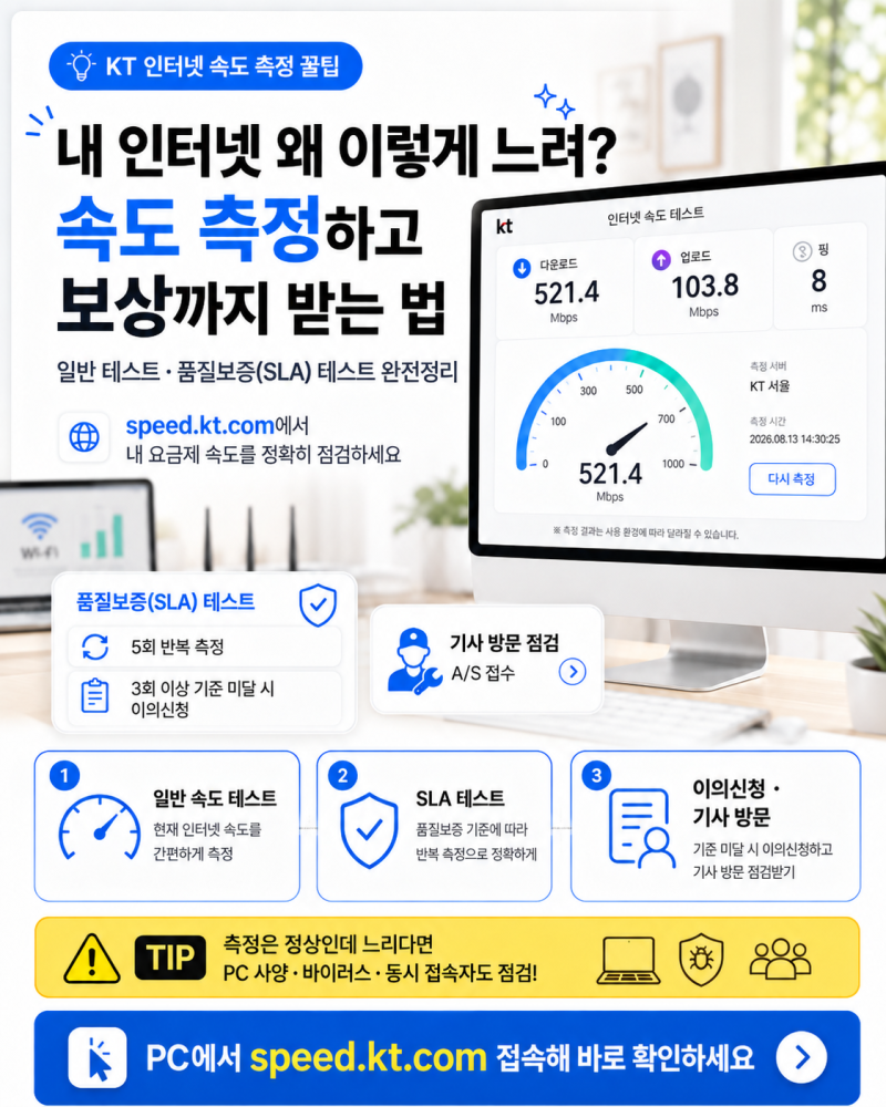 "내 인터넷 왤케 느려?" KT 인터넷 속도 측정하고 보상받는 꿀팁 총정리!
