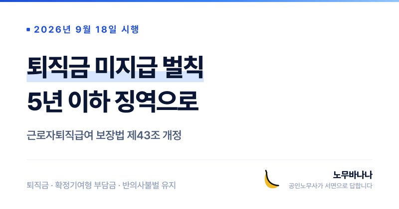 퇴직연금 부담금 미납도 9월 18일부터 징역 5년 대상