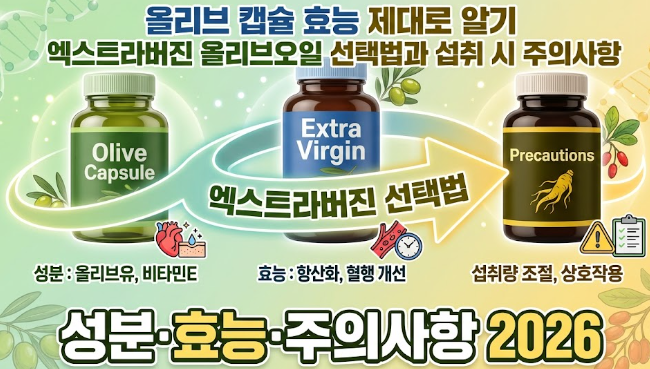 올리브 캡슐 효능 제대로 알기 — 엑스트라버진 올리브오일 선택법과 섭취 시 주의사항