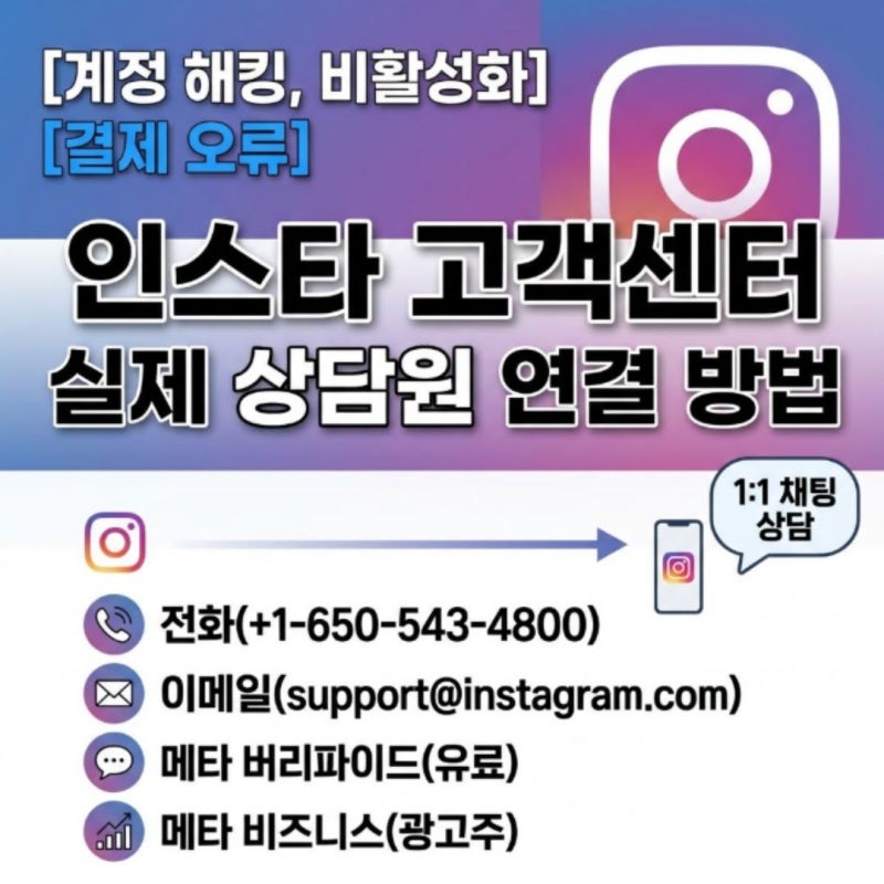 인스타그램 고객센터 전화번호 이메일 1:1 상담원 연결 총정리