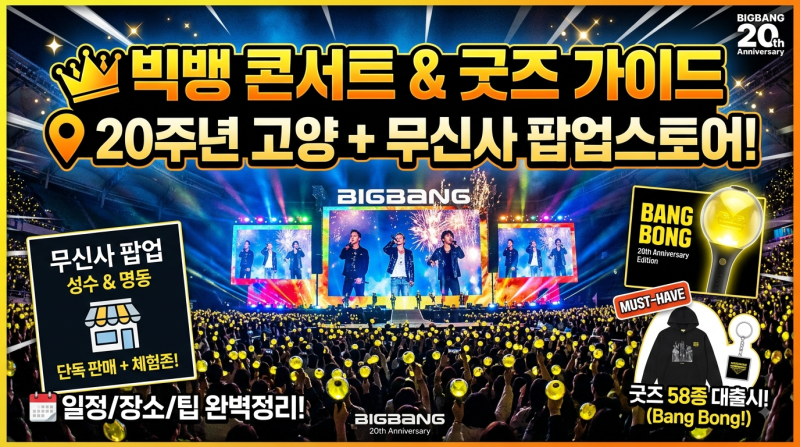 빅뱅(BIGBANG) 2026 월드투어 & 무신사 팝업스토어 완벽정리 (콘서트, 굿즈 58종, 팝업 위치)