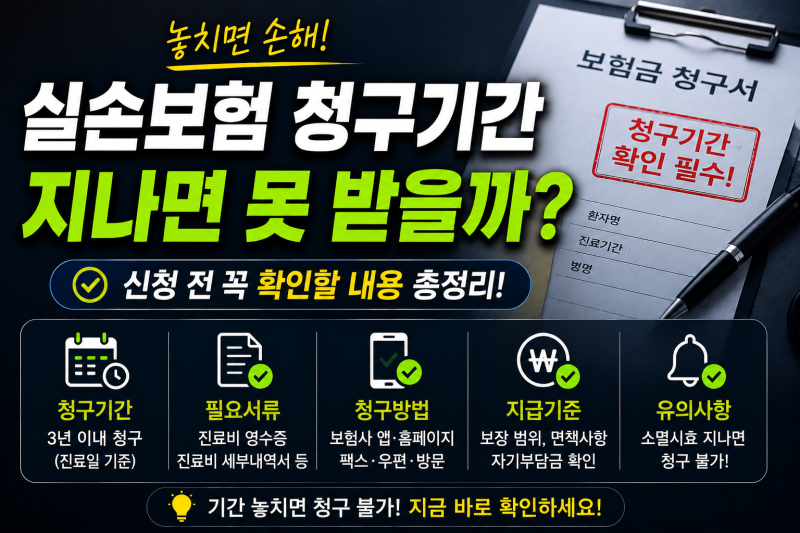 실손보험 청구기간 지나면 못 받을까? 신청 전 확인할 내용