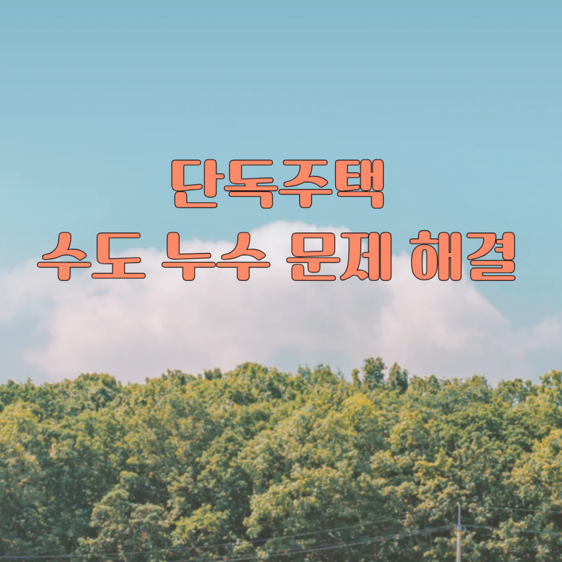 단독주택 수도 누수 문제 해결