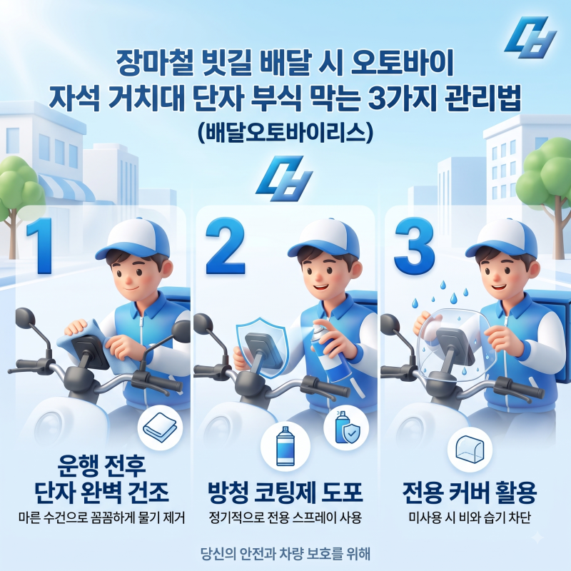 장마철 빗길 배달 시 오토바이 자석 거치대 단자 부식을 막는 3가지 관리법 (배달오토바이리....