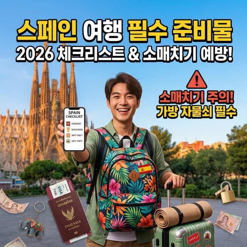[스페인 여행] 2026 필수 준비물 체크리스트 & 소매치기 예방법/입국 주의사항 총정리