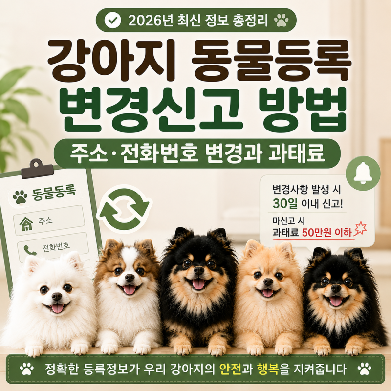 강아지 동물등록 변경신고 방법 주소 전화번호 변경과 과태료