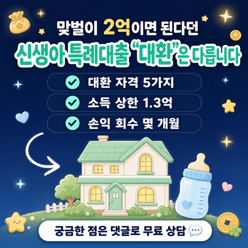 신생아 특례대출 대환, 내 주담대가 대상인지 3분 판정 (댓글 무료상담)