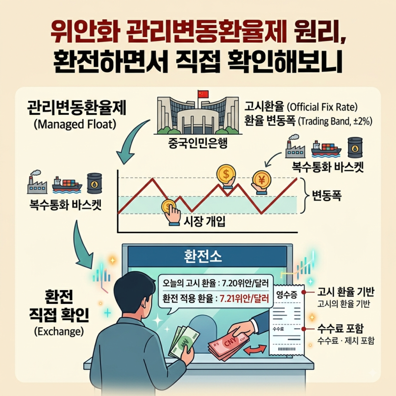 중국 위안화 환율 결정 구조 관리변동환율제의 원리, 환전하면서 직접 확인해보니