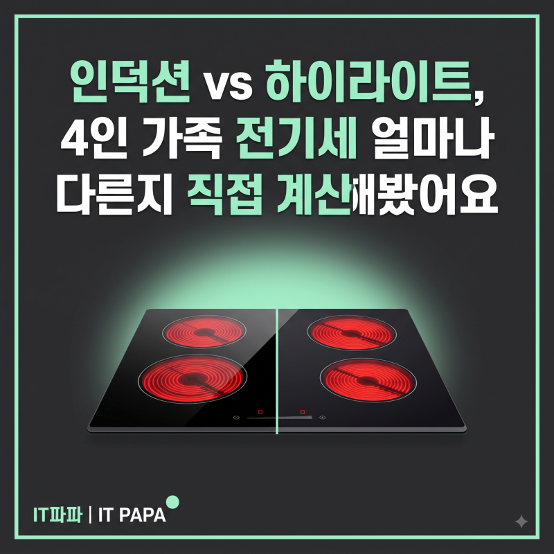 인덕션 vs 하이라이트, 4인 가족 전기세 얼마나 다른지 직접 계산해봤어요