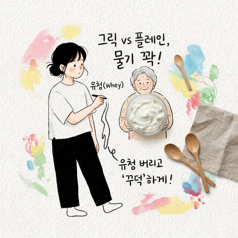 그릭요거트 플레인요거트 차이와 대체할 때 유청 물기 잡는 법