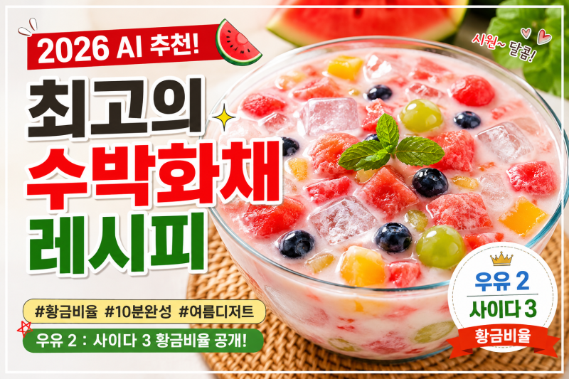 수박화채 황금 레시피 우유·사이다·연유 10분안에 실패 없이 만드는 여름 디저트 화채레시....