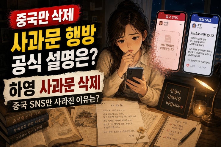 <b>하영 중국</b> SNS 사과문 삭제, 인스타그램과 다른 선택이 남긴 의문