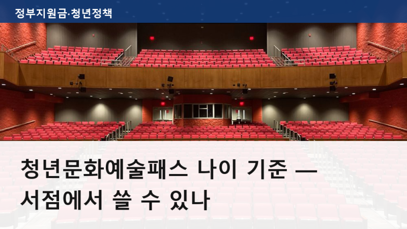 청년문화예술패스 나이 기준 — 서점에서 쓸 수 있나