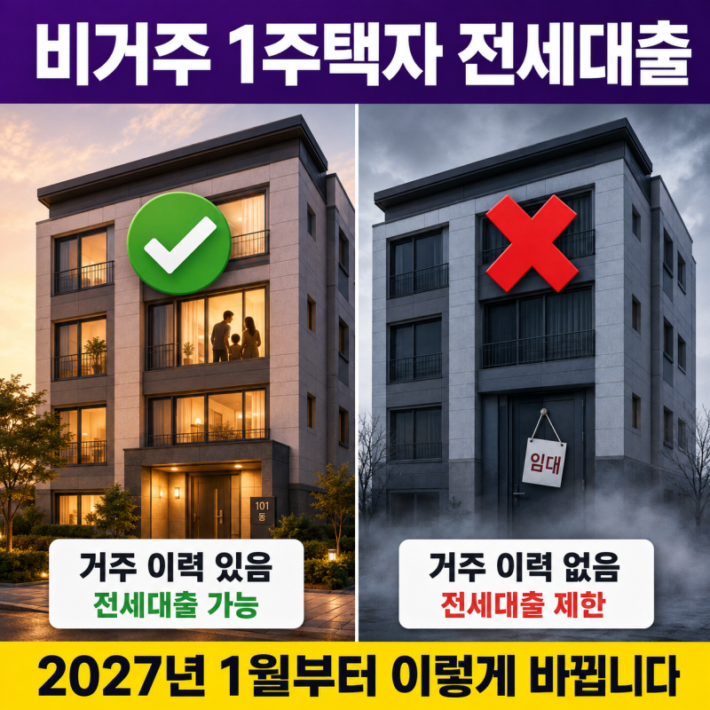 수도권 아파트 세 놓고 전세 사는 분들 필독, 2027년 전세대출 이렇게 바뀝니다