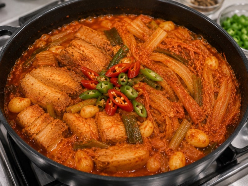 [돼지고기김치찜] 류수영 돼지 김치찜 레시피 50분 푹 끓이면 고기가 수육처럼 부드러워져요