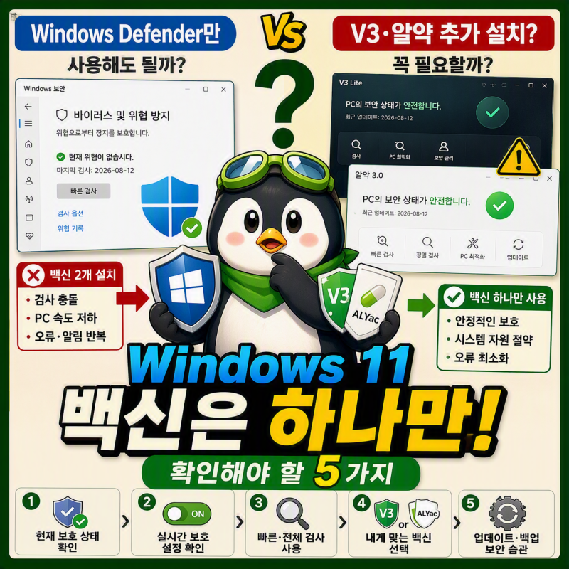 Windows Defender만 사용해도 될까｜V3·알약 추가 설치 전 확인할 5가지