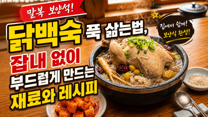 말복 보양식 닭백숙 푹 삶는법, 잡내 없이 부드럽게 만드는 재료와 레시피