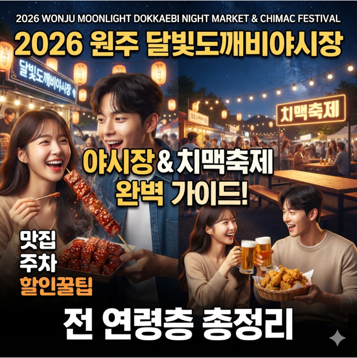 2026 원주 달빛 도깨비 야시장 & 치맥 축제 완벽 가이드! 맛집, 주차, 할인 꿀팁 전 연령층 총정....