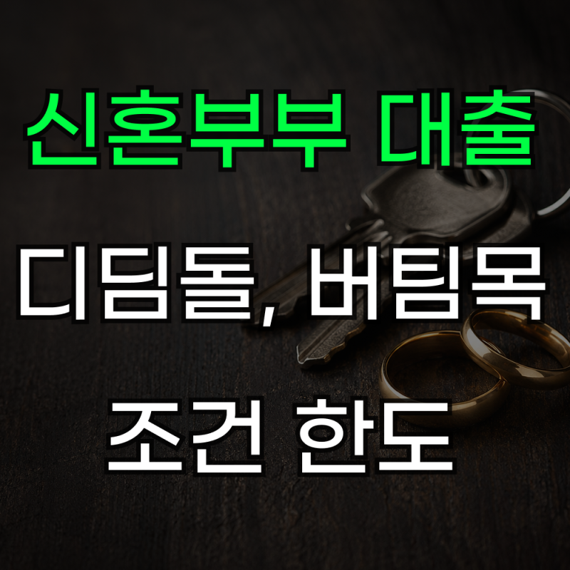 신혼부부 대출 조건 총정리 디딤돌 버팀목 한도 금리비교