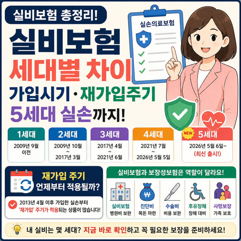 실비보험 세대별 총정리｜가입시기·재가입주기·5세대 실손까지