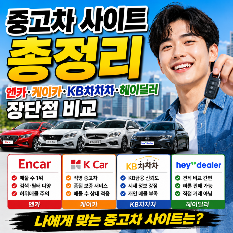 믿을만한 중고차 사이트 총정리｜엔카·케이카·KB차차차·헤이딜러 장단점 비교