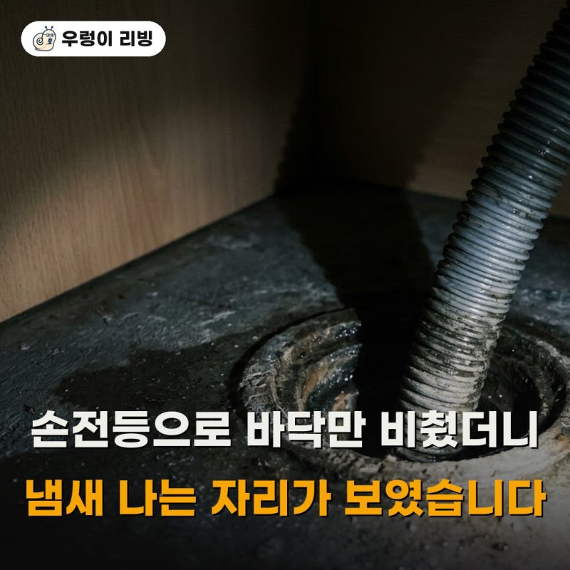 싱크대 하부장 냄새 원인 찾다가.. 배수관 그 틈에서 멈췄어요