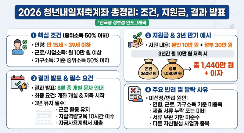 2026 청년내일저축계좌 조건·신청·결과 발표 총정리