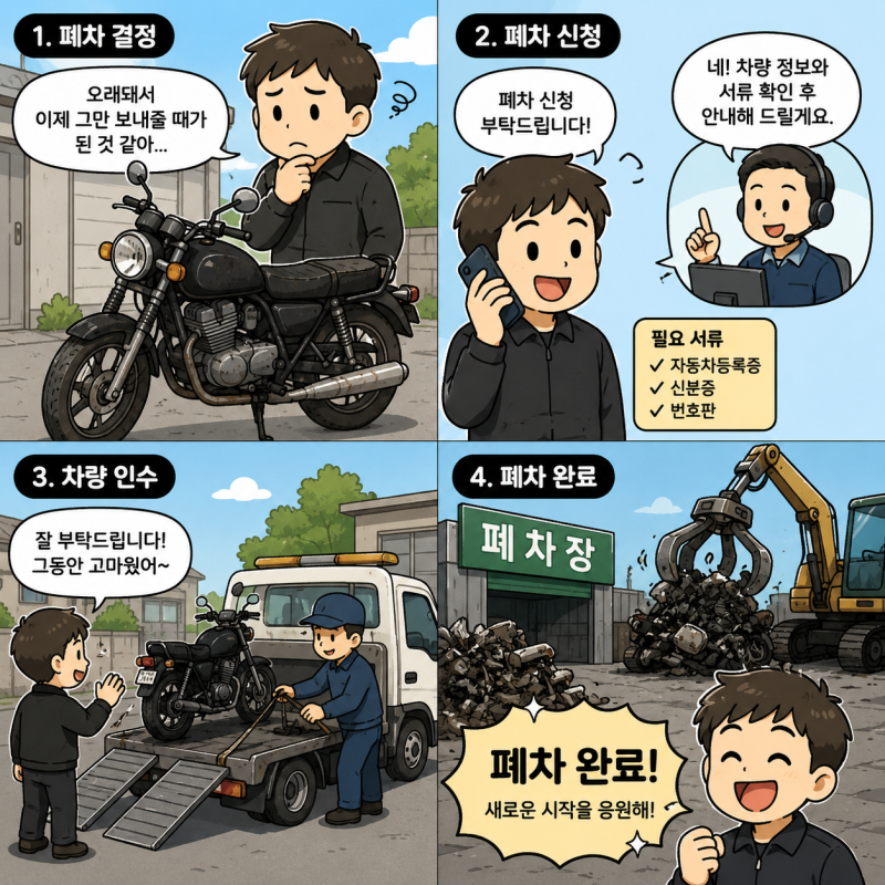 오토바이 폐차 방법, 번호판 반납부터 사용폐지 신고까지 총정리