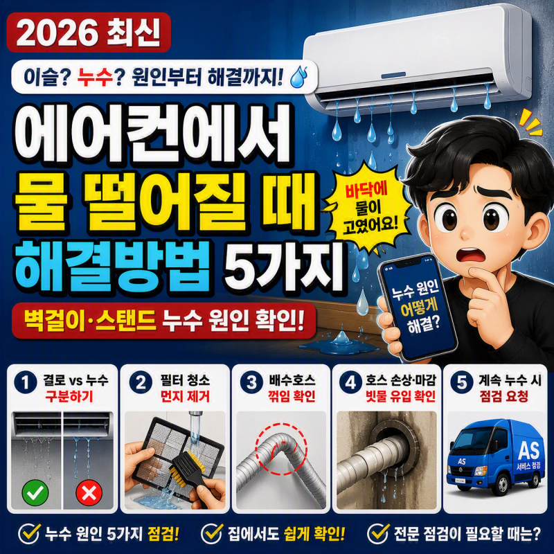 에어컨에서 물 떨어질 때 해결방법 5가지, 벽걸이·스탠드 누수 원인 확인하기