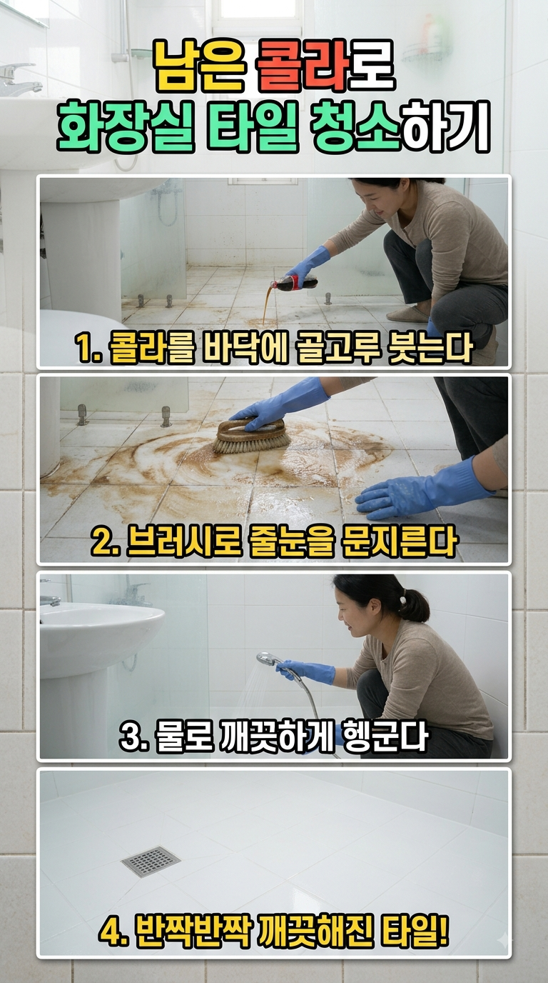 [살림꿀팁] 먹다 남은 김빠진 콜라의 재발견! 화장실 타일 물때·곰팡이 완벽 제거법