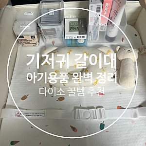 [내돈내산] 다이소 아기용품 정리 꿀팁! 기저귀 갈이대 세팅 추천템 & 품번 총정리