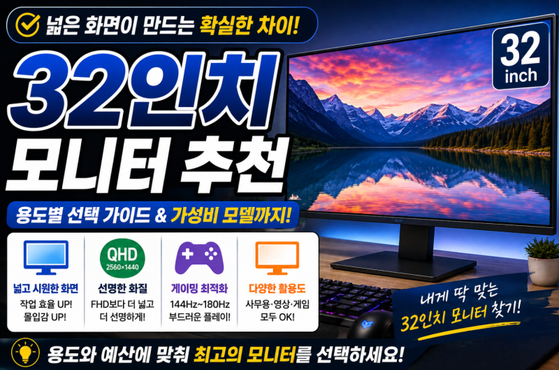 32인치 모니터 추천｜사무용부터 게이밍까지 실패 없이 고르는 법